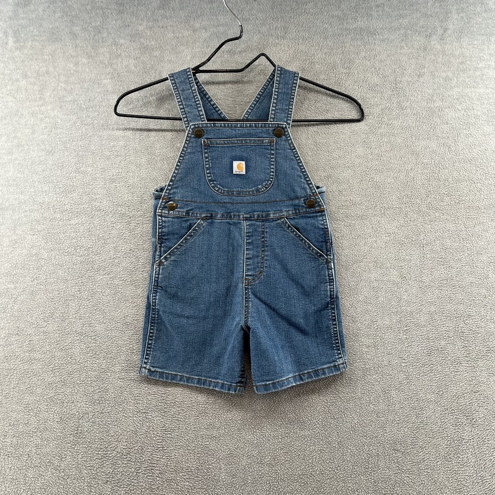 Carhartt Toddler Size 4 Blue Denim Suspender Jumpsuit Bibs